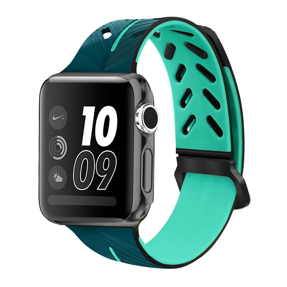 Спортивный силиконовый ремешок для часов Apple smart watch 38 мм 40 42 44 Сменные