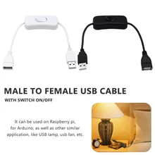 USB кабель питания 30 см USB 2,0 A папа-мама удлинитель Черный/белый кабель с переключателем вкл/выкл кабели