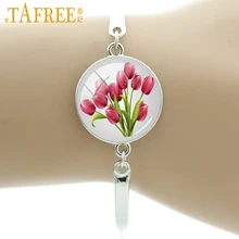 TAFREE модные свадебные ювелирные изделия тюльпаны Шарм браслет цветок общего тюльпана стекло Искусство шарф с национальным узором Браслеты Девушка E903