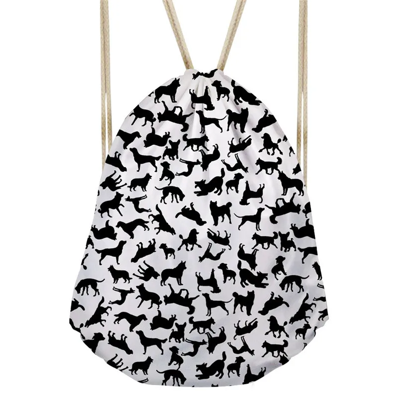 FORUDESIGNS Animal Dog Cat Horse Puzzle Prints Men's Women Drawstring Bags 2018 Fashion Cinch Sack Shoes Ball Gym Storage Bags