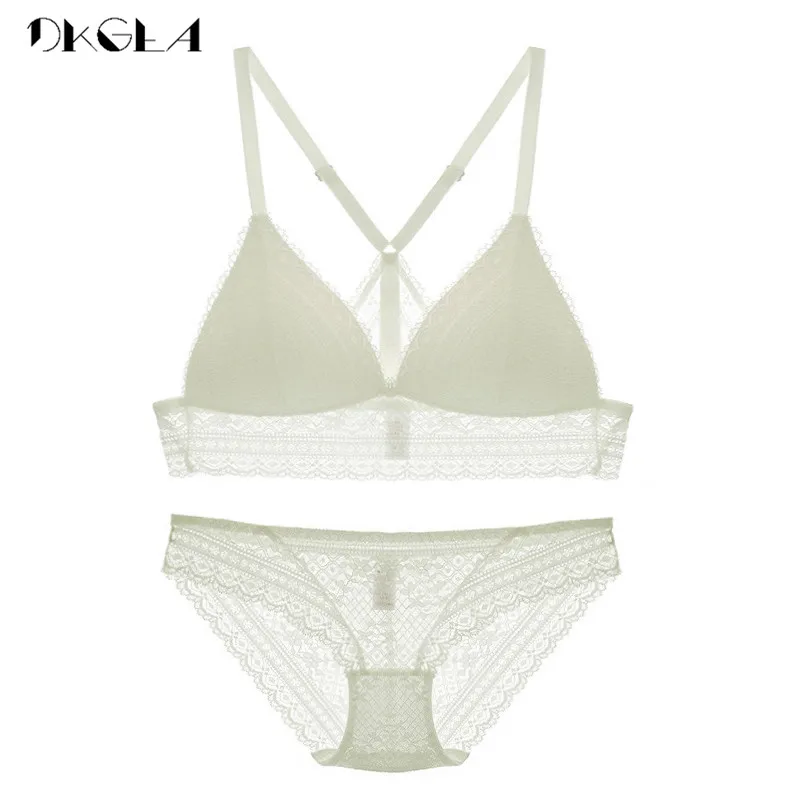 New Young Girl Seamless Vest Bra Set Plus Size 38 36 Ultrathin Cotton Women Lingerie Sexy Embroidery Lace Underwear Sets Black