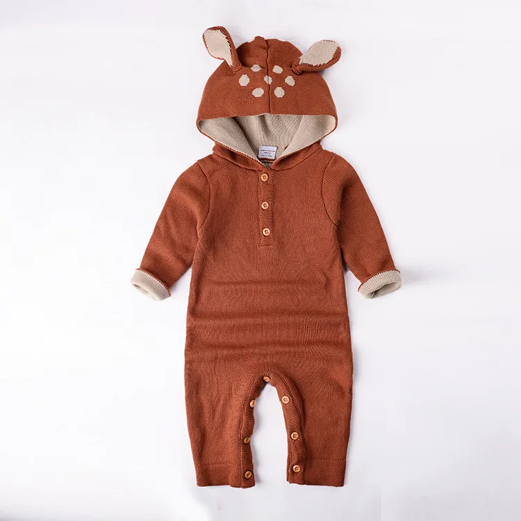 Baby Knit Clothes Children's Winter Overalls Deer Bodysuit Jumpsuit Overalls For Newborn Coverall Winter Child