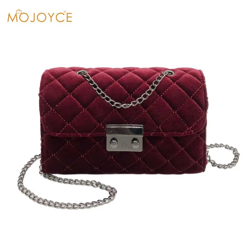 0 : Buy Velvet Crossbody Bags 2018 Women Elegant Long Chain Shoulder Bag Messenger ...