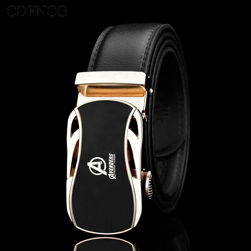 Skup CDFNCG pasy Designer dla mężczyzn 2019 Avengers pasek z automatyczną klamrą słynnej luksusowej marki prawdziwej skóry Kemer dla dżinsów Riem