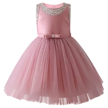 Новое Модное детское платье принцессы с цветочным рисунком для свадебной вечеринки; красивое платье для девочек; платье из крепа с бусинами для банкета