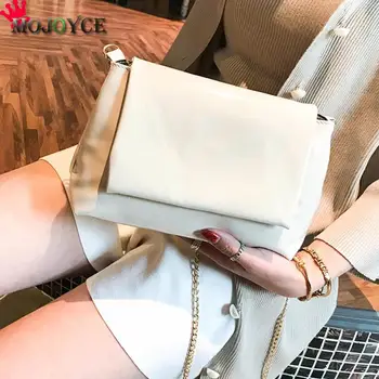 

2018 New Women PU Leather Messenger Bag Fashion Ladies Solid Shoulder Chain Handbags Casual Pure Flap Shopping Crossbody Bags