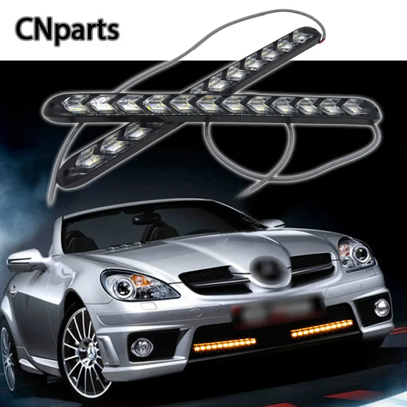 

CNparts Car LED Day Lights Turn Signals White Yellow For Skoda Octavia Rapid Fabia Yeti Superb DRL fog lamp Clearance Lights