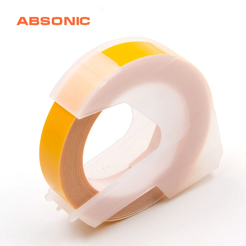 Absoonic 9 мм Желтая Пластиковая 3D Стерео кассета для Dymo этикеточная машина 1610 1540