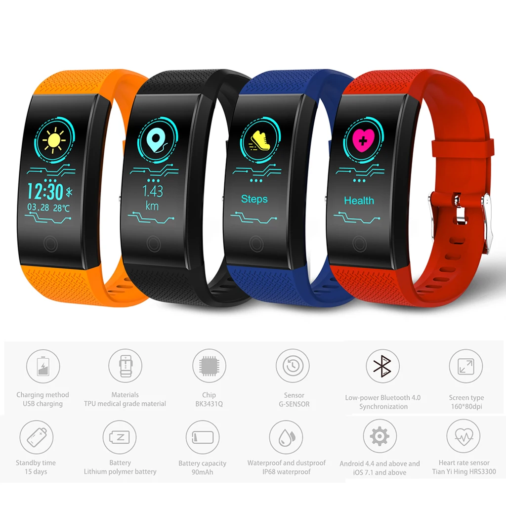 

QW18 Fitness Bracelet Smart Band Sport IPX7 Waterproof Passometer Sleep Monitor Outdoor Bluetooth 4.0 Sports Wristband