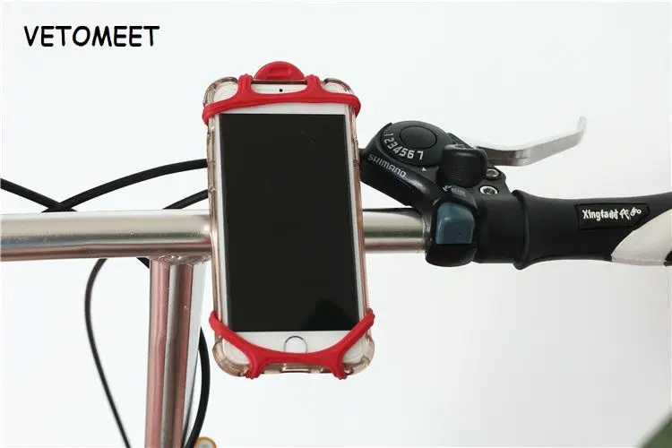 VETOMEET Bicycle Motorcycle Mobile Phone holder Silicone For 4 6 inch Bike Handlebar Clip GPS Mount