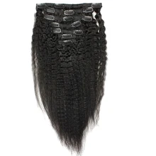 Kinky Straight Clip In Human Hair Extensions Brazilian Human Hair 7 Pcs 120grams 100% Human Natural Hair Clip Ins CARA Remy Hair