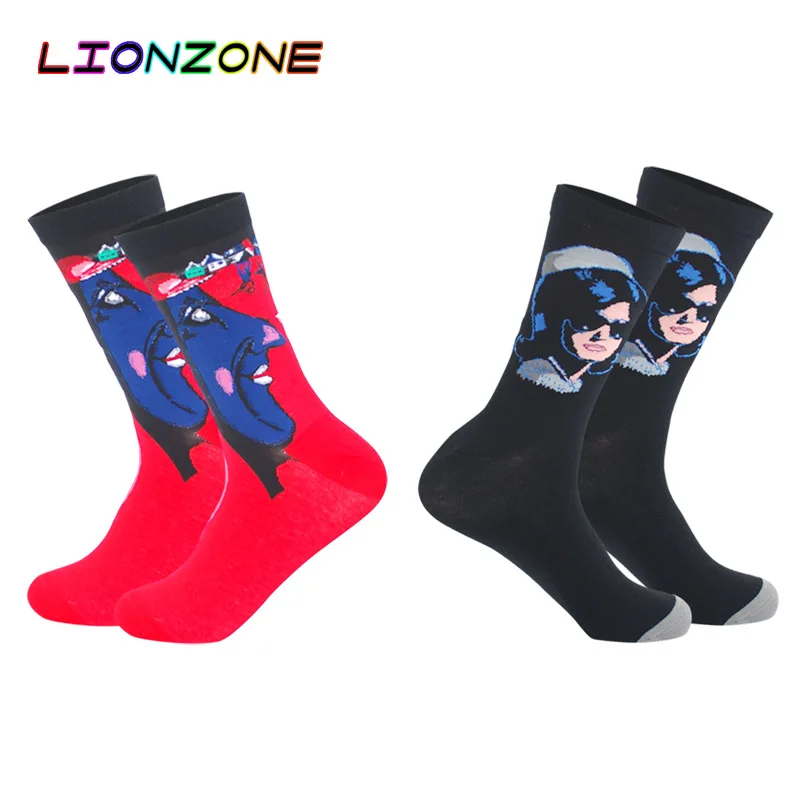 LIONZONE 2 пар/лот портрет персонажа мужские носки известные с живописью Ван Гог Мона