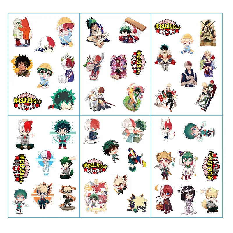 6 sheets set anime my hero academia decorative sticker scrapbooking diy craft stickers stationery assorted stickers aliexpress