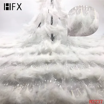 

HFX whfeather lace fabric african lace fabric 2019 high quality wedding dress lace evening/show dress lace fabric H2237