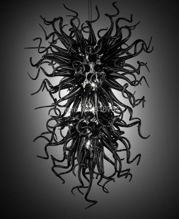 

Free Air Freight Artistic Solid Black Glass Crystal Ceiling Light with Leds