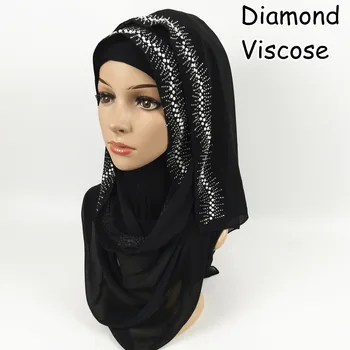 

Z90 1pcs Women solid color viscose chiffon diamond scarf hijab shawl headband wrap fashion muslim scarves/scarf 180*90 cm