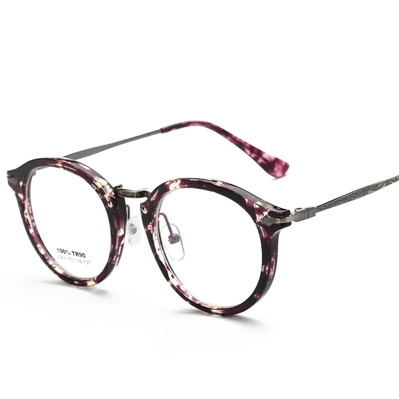 2017 Fashion Unisex TR90 Highlight Round Frame Metal Temple Vintage