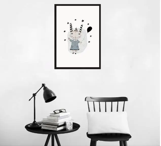 Black and White Cartoon Modern Poster Canvas Printings Wall Canvas Art