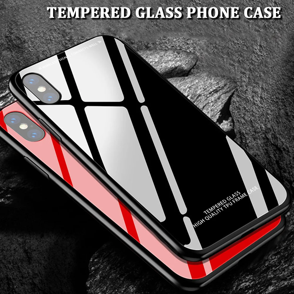 

Tempered Glass Phone Case For Samsung Galaxy A60 A40 A30 S10 S9 Plus Glass Capa For iPhone X XR XS Max 6 6S 7 8 Plus Back Cover