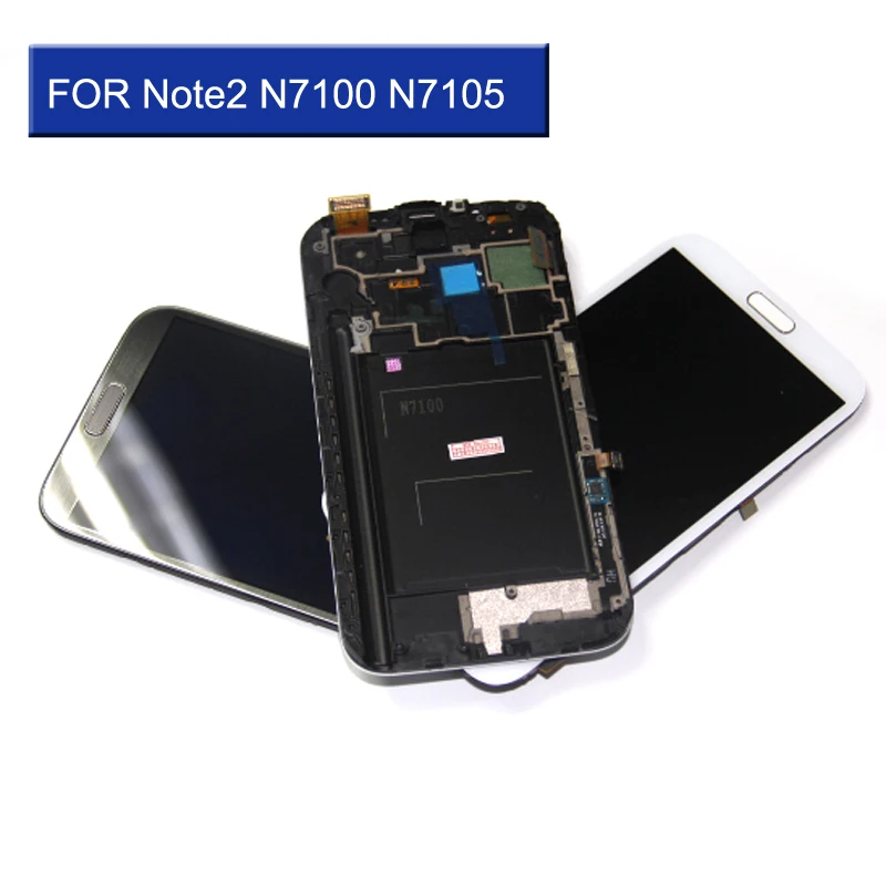 

Full Digitizer LCDs For Samsung Galaxy Note2 Note 2 N7100 N7105 AMOLED Phone LCD Display Touch Screen Assembly Replacement