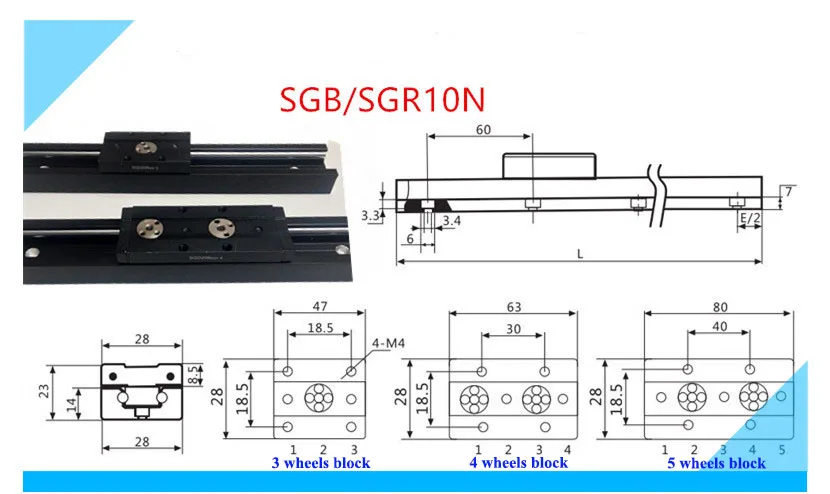 1 м линейная направляющая SGR 28 мм 38 мм 44 мм 46 мм 47 мм 60 мм ширина направляющая Встроенная двухосевая направляющая слайдер алюминиевая роликовая Направляющая - Цвет: SGR10N 28mm width