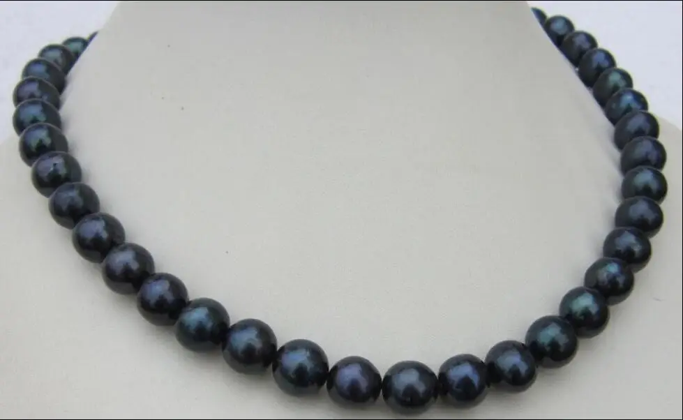 

CHARMING 18" 10-11MM SOUTH SEA BLACK NATURAL PEARL NECKLACE YELLOW