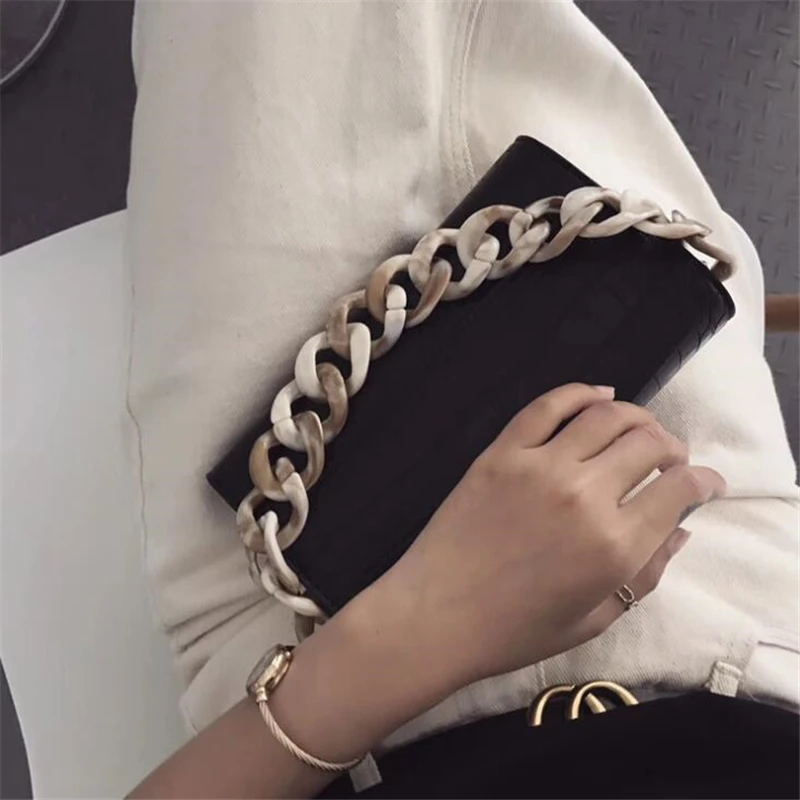 

Luxury Crocodile Flap Bag Designer Handbags Women Bags 2019 Black Small Day Clutch bag Acrylic Chain Girls PU Crossbody Bags