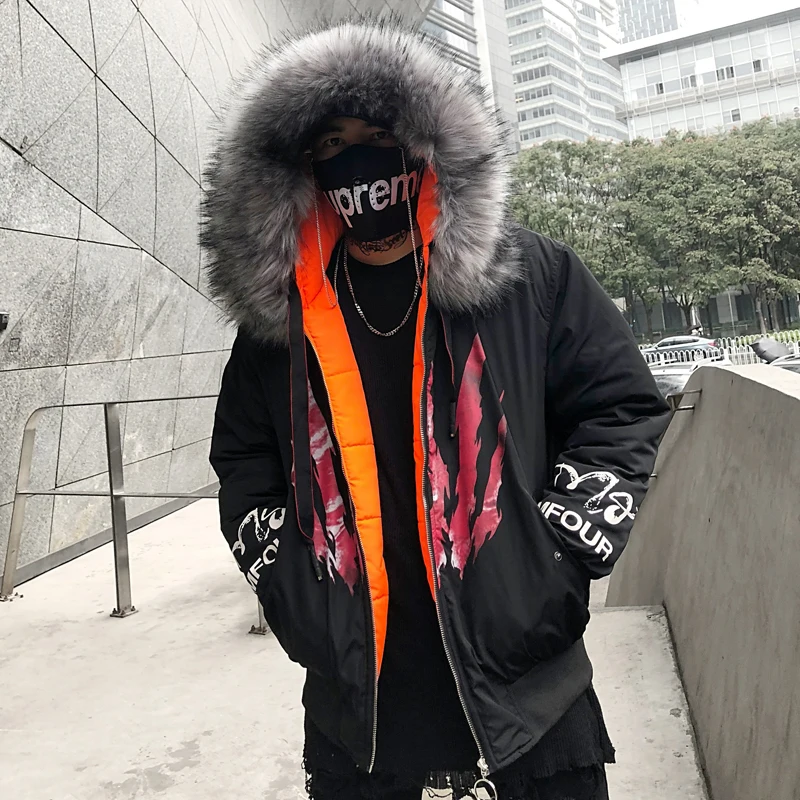 Прямая доставка черный негабаритных куртка Для мужчин парки зимние Swag Tyga пальто