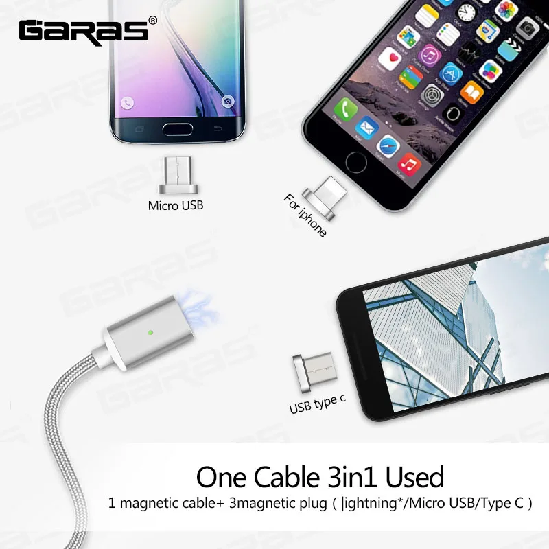 جرس كابل USB مغناطيسي ل iphone/المصغّر USB و نوع C سريع شاحن كابل بيانات USB C المغناطيس كابل علامة هواوي xiaomi 2 m USB نوع C