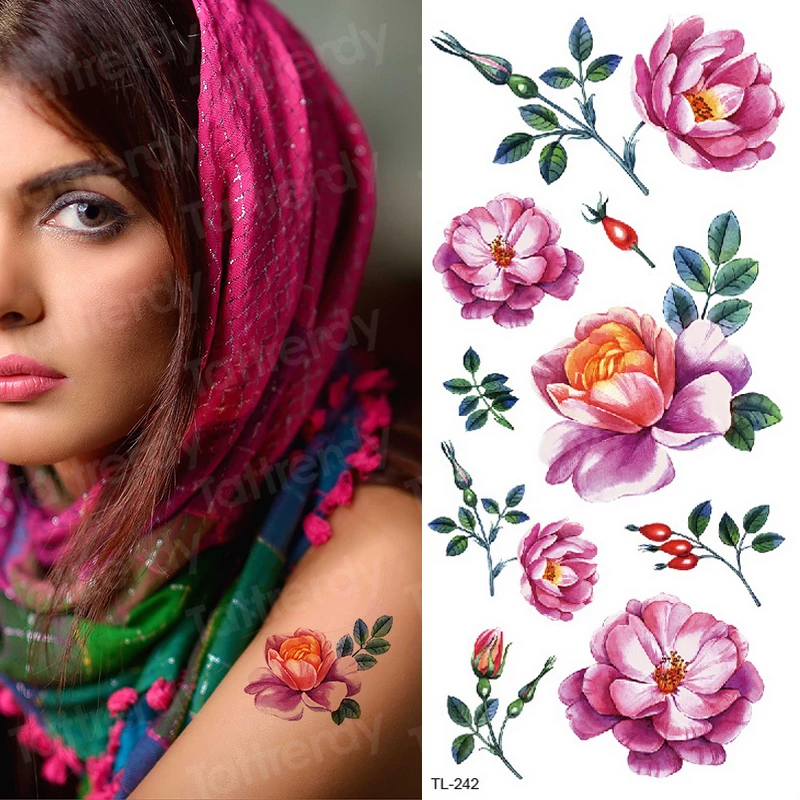 

temporary tattoo sticker flower woman hand rose tattoo waterproof fake tatoo women body & tattoo girl sexy stickers bikini decal