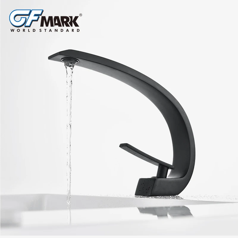 GFmark Arc Basin Faucet Brass Brushed Taps Chrome Paint Basin Mixer Taps Deck Mounted Bathroom