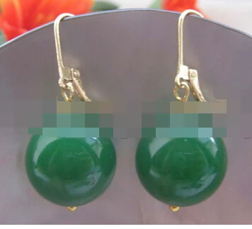 

ry00880 Beautiful 16mm round green jade earring - 14k gold filled hook