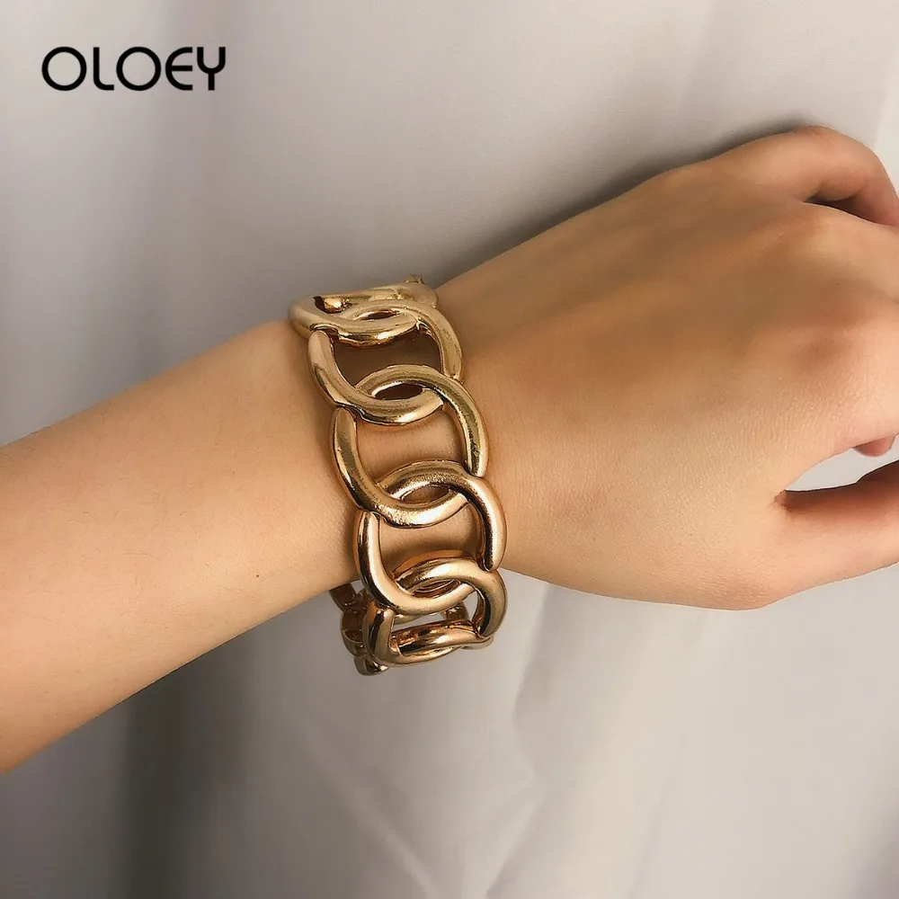 

OLOEY Retro Punk Women Bracelets Fashion Hollow Geometric Hand Chain Jewelry Simple Female Alloy Elastic Bracelet Bangle Gifts