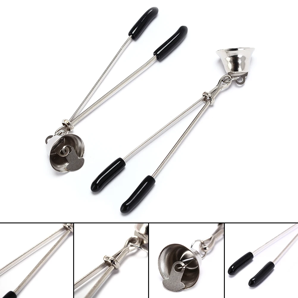 Exotic Accessories 1 Pair Novelty Metal Chain Bell Nipple Clamps Golden Erotic Breast Clips For Women |