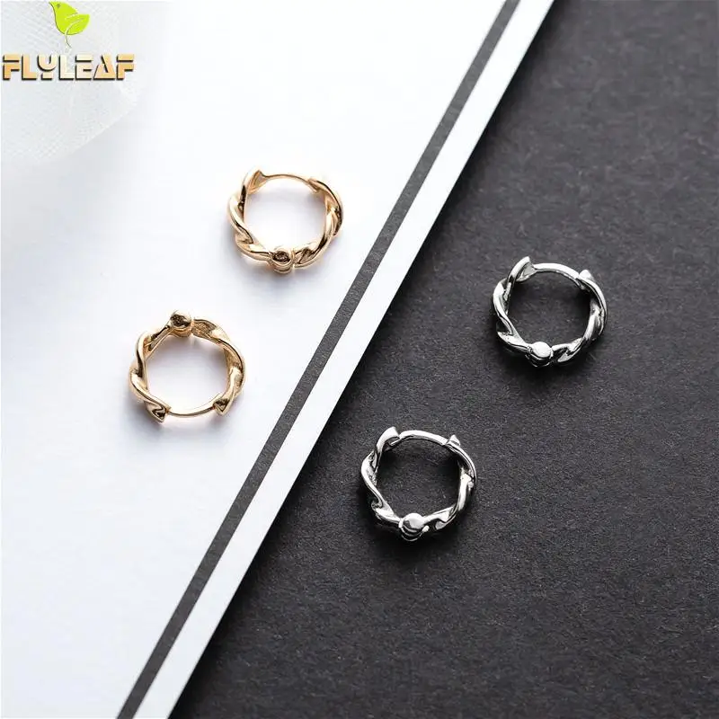 

Flyleaf Real 925 Sterling Silver Statement Wave Distortion Hoop Earrings For Women Simple Rose Gold Earings Fashion Jewelry
