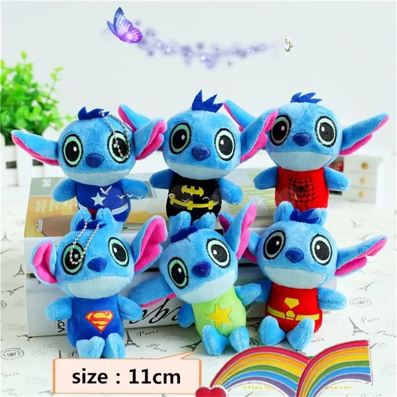 

6pcs Kawaii LOVERS LILO and Stitch Plush Stuffed TOY Children Dolls Phone Charm small pendant keychain Christmas Birthday Gifts
