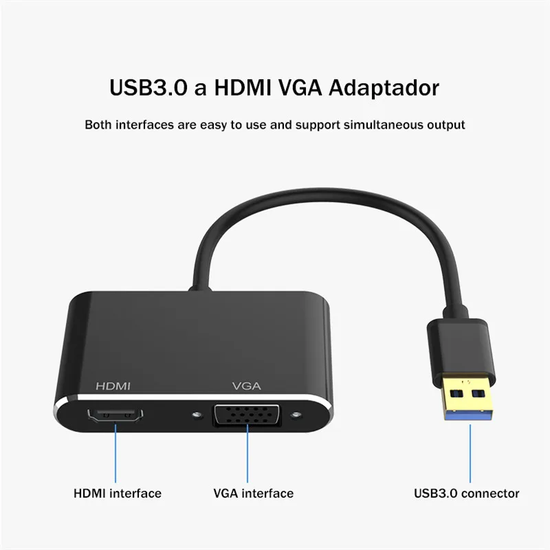 USB3.0 к адаптер HDMI VGA HD 1080P мульти-дисплей 2в1 USB к HDMI/VGA конвертер аудио видео кабель для Macbook адаптер для компьютера