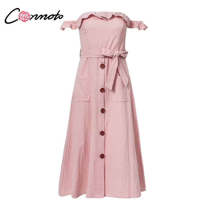 Conmoto Сексуальное винтажное платье с воланами, длинное платье с открытыми плечами, длинное платье с бретельками, платье миди для вечеринок