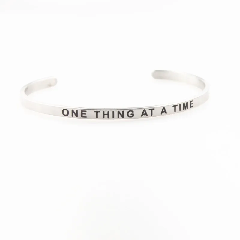 

Stainless Steel Message Bangles Engraved Positive Inspirational Quote Cuff Bracelets Mantra Band Bracelets For Women Best Gifts
