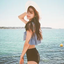 Купальный костюм для женщин,, купальный костюм для девочек, корейские Купальники, комплект из двух предметов для плавания, пляжная одежда, новинка, раздельные джинсы с высокой талией