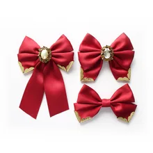 Британский Для мужчин Для женщин свадебный банкет воротник Средства ухода за кожей Шеи Рубашка Лук Галстуки вручную из золотистого металла школьников бабочки со стразами и бантом