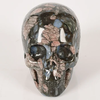 

3 inch llanite skull figurine Handmade Natural Human Shape Carved Skull statue craft Realistic Feng Shui healing Home decor