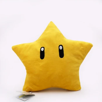 

Free Shipping 1PCS Super Mario Bros Plush Toys Cute Cartoon Yellow Star Soft Stuffed Doll Pillow Kids Gift Approx 30cm/12inch
