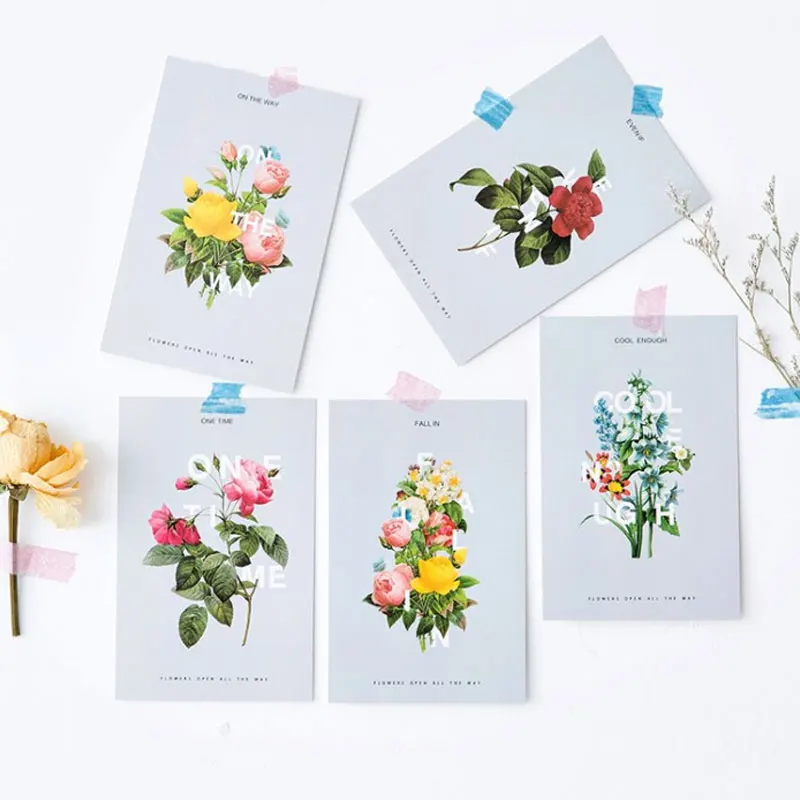 

30pc/lot Beautiful flowers postcard natural flower illustrations vintage greeting card christmas birthday message card gift card