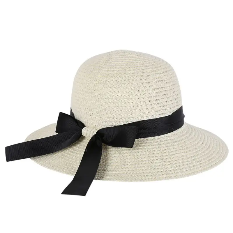 Новые пляжные спортивная шапка женская летняя Шапки Для женщин большой соломенной пляж Обувь для девочек пляжная шляпа - Цвет: Белый