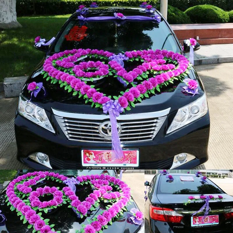 Стиль, роскошный свадебный набор для украшения автомобиля, сердце "любовь", свадебный автомобиль, цветок, декоративные украшения Casamento, Декор