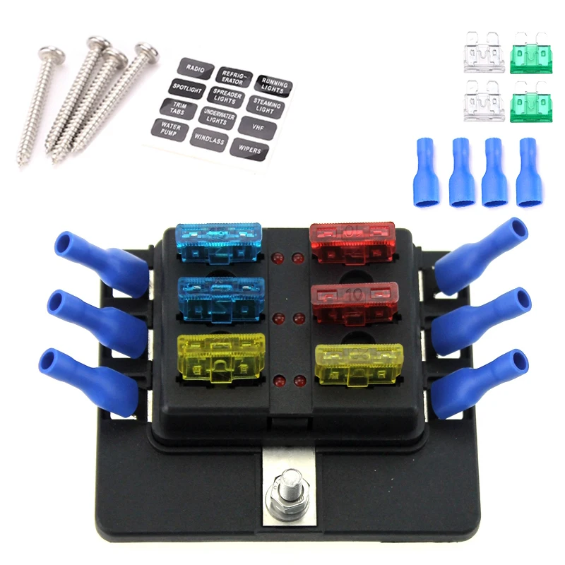 DC 12V 6 8 10 12 Way Blade Fuse Box Blade Fuse Box Board with Fuse