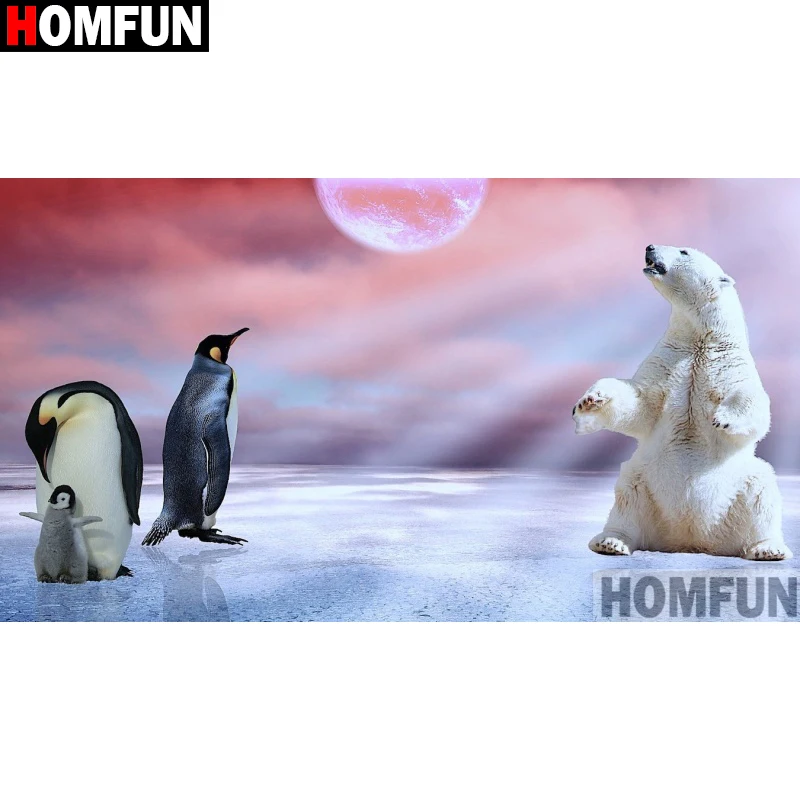 HOMFUN Full Square/Round Drill 5D DIY Diamond Painting &quotPenguin bear&quot Embroidery Cross Stitch Home Decor A15763 | Дом и сад