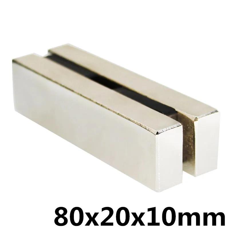 

2PC 80mm x20mm x 10mm Strong Powerful Block Square Magnet Craft Model Rare Earth 80*20*10 Neodymium Permanent Magnet 80x20x10