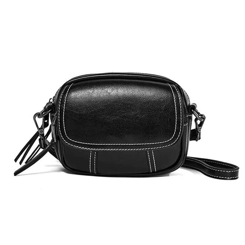 Женская маленькая круглая сумка в стиле ретро, Натуральная Воловья кожа, повседневная сумка-мессенджер